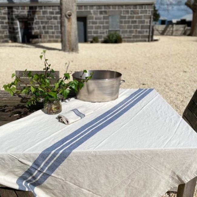 French Stripe Tablecloth - Charcoal - 350 x 150