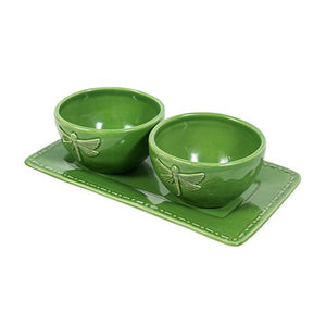 French Country Dragonfly Green Condiment Set