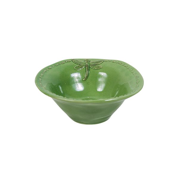French Country Green Dragonfly Condiment / Salt Bowl