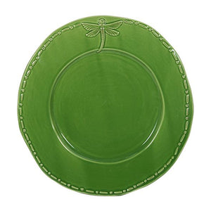 French Country Dragonfly Green Dinner Plates - Set of 4