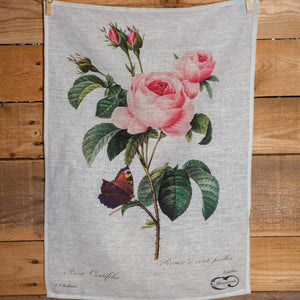 Empress - Redouté 'Provence Rose' - Linen Tea Towel