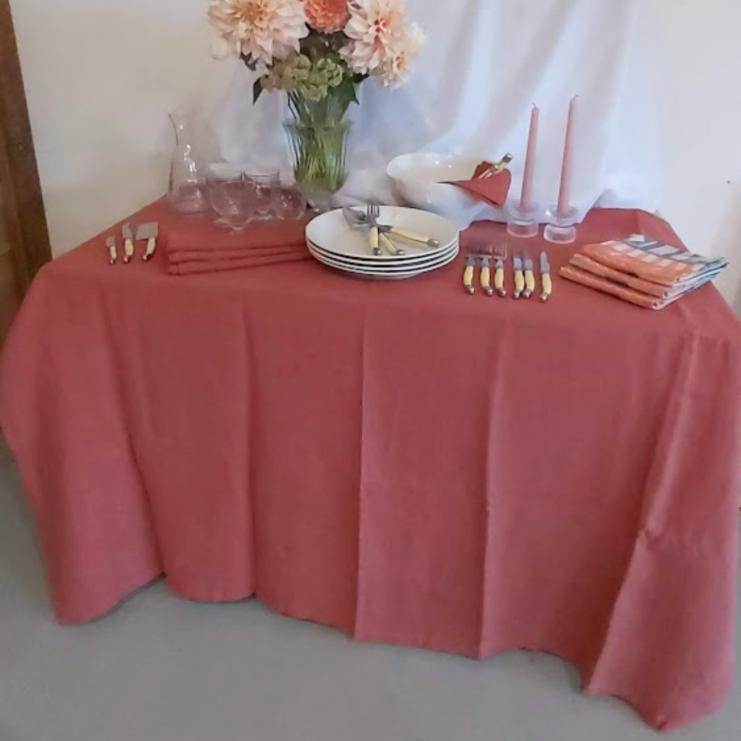 Linen Tablecloth - Rust Colour