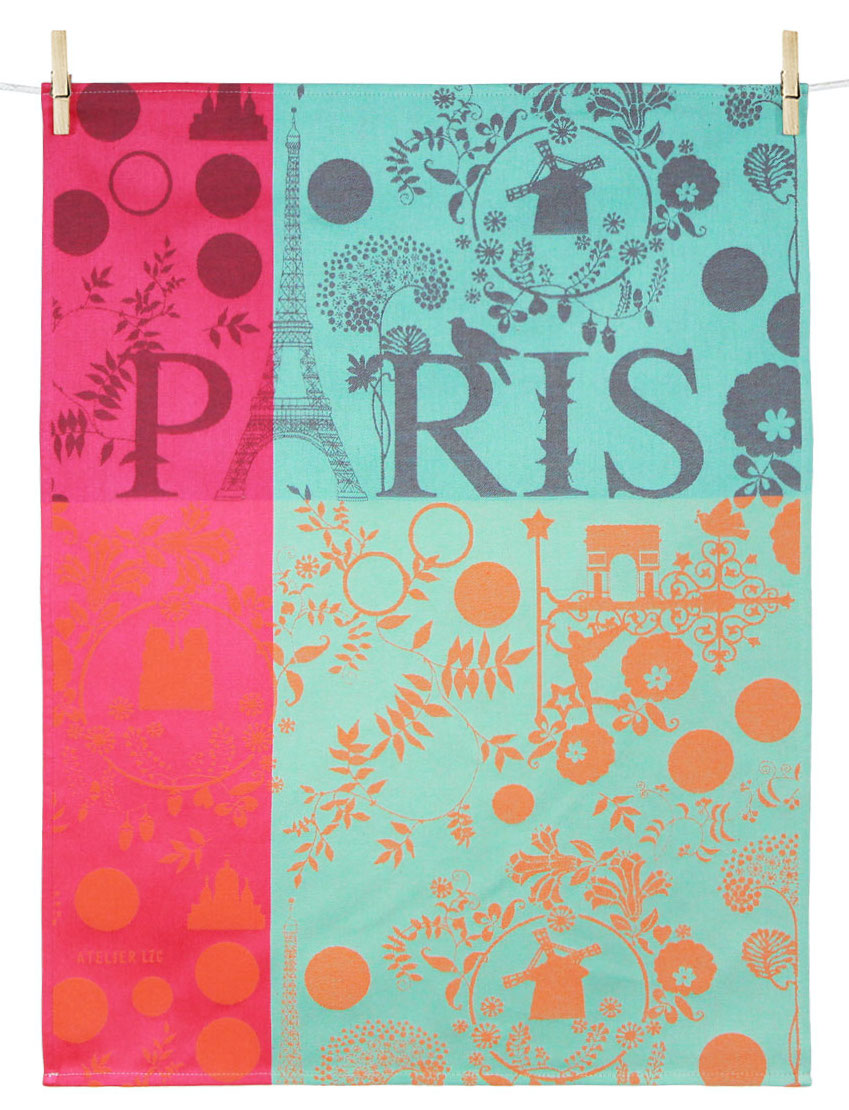 Tissage Moutet - Paris in Springtime Tea Towel