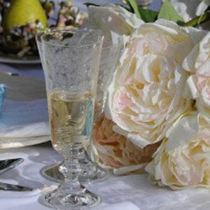 France Floral Etched Crystal Champagne Flutes - Set of 4