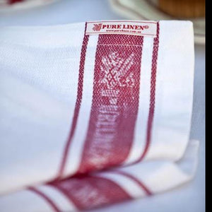 Glass Cloth Linen Table Runner - Red Stripe