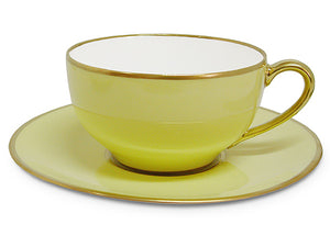 Limoge Teacup & Saucer Pastel Yellow