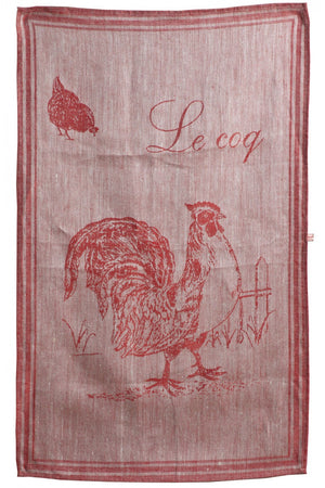 Le Coq Linen Tea Towel - Red