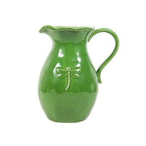 French Country Green Dragonfly Jug / Pitcher
