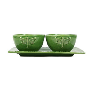 French Country Dragonfly Green Condiment Set