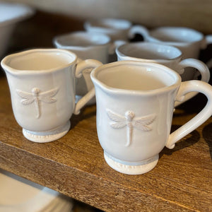 French Country Dragonfly Coffee Mugs - Set of 4