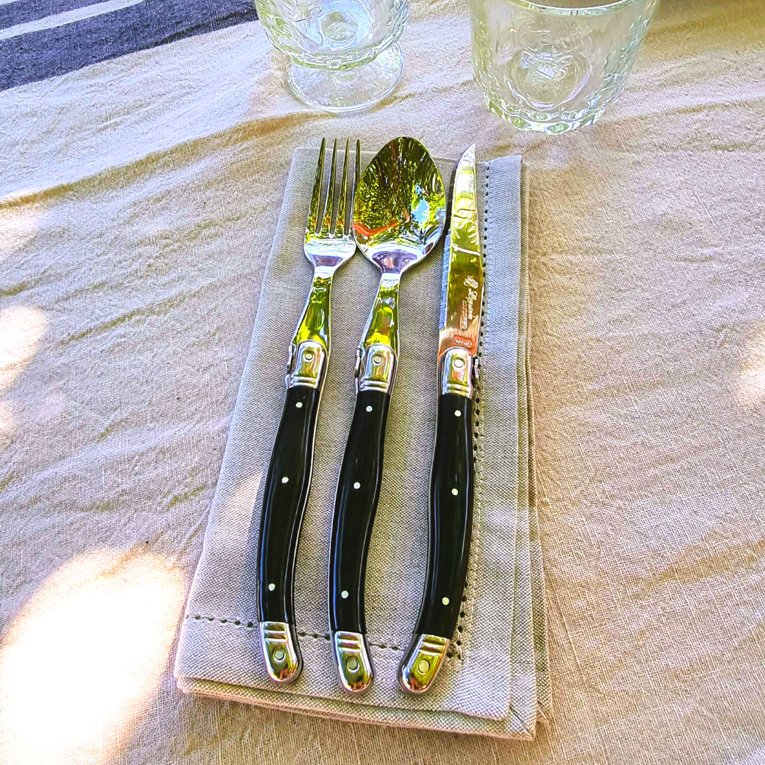 Laguiole Black 24 Piece Cutlery Set