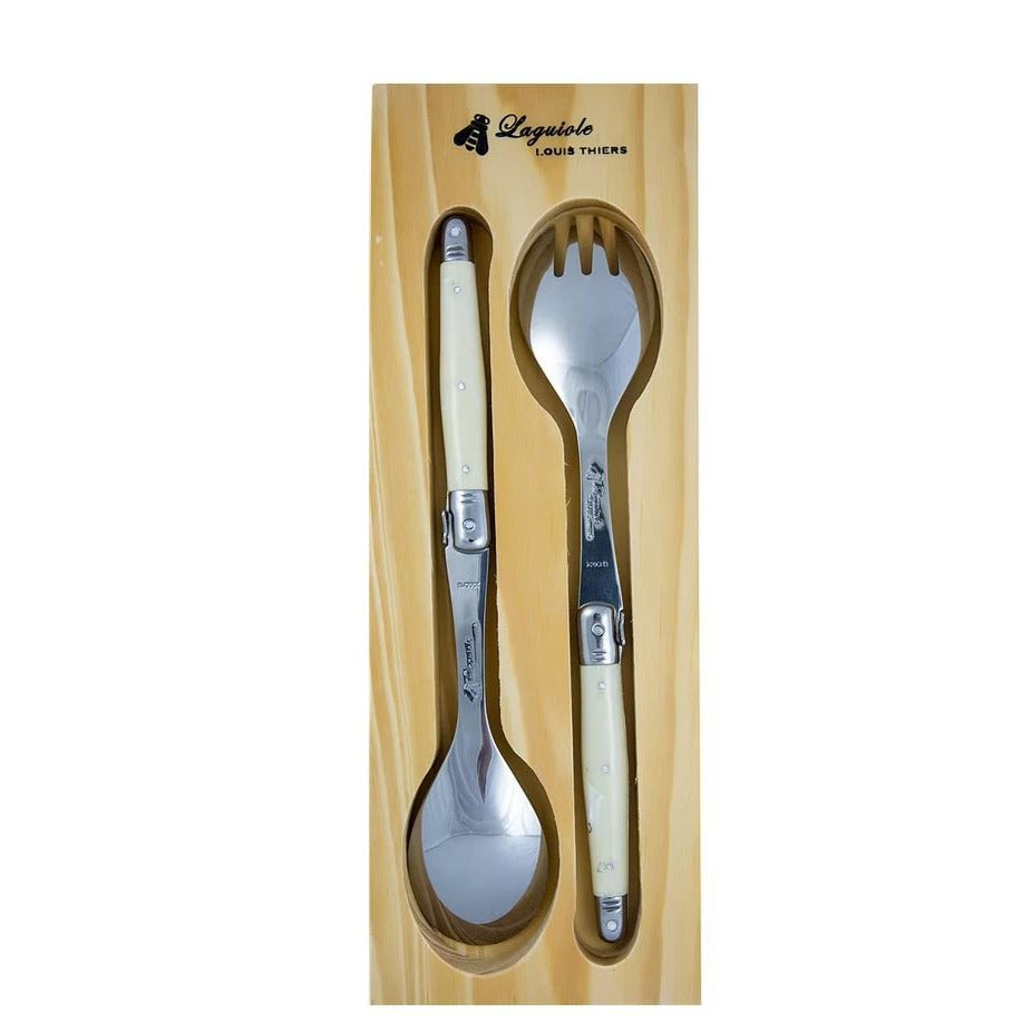 Laguiole by Louis Thiers Luxe Salad Servers Ivory Colour Malmaison