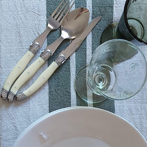 Olive Stripe Linen Blend Tablecloth