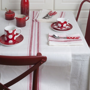 Agnès Table Runner - Red & Pink Stripe