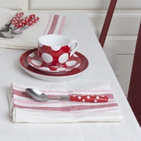 Agnès Linen Napkins - Red & Pink Stripe - Set of 4